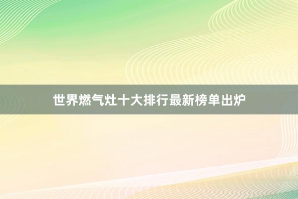 世界燃气灶十大排行最新榜单出炉