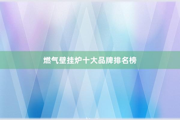 燃气壁挂炉十大品牌排名榜